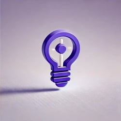 DALL·E 2024-11-12 12.52.44 - A simple 3D icon representing insight with purple as the primary color. The design is minimal, featuring a basic symbol like a lightbulb or a single